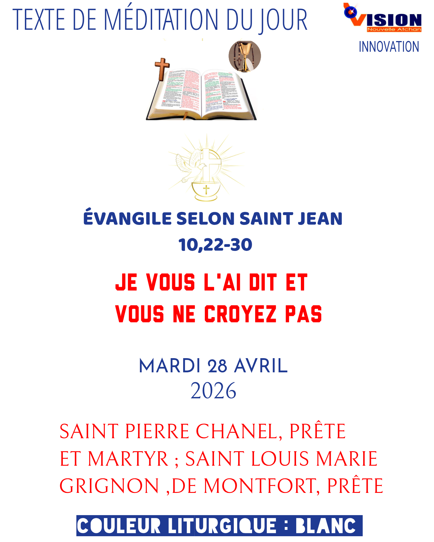 MÉDITATION DU MARDI 28 AVRIL 2026