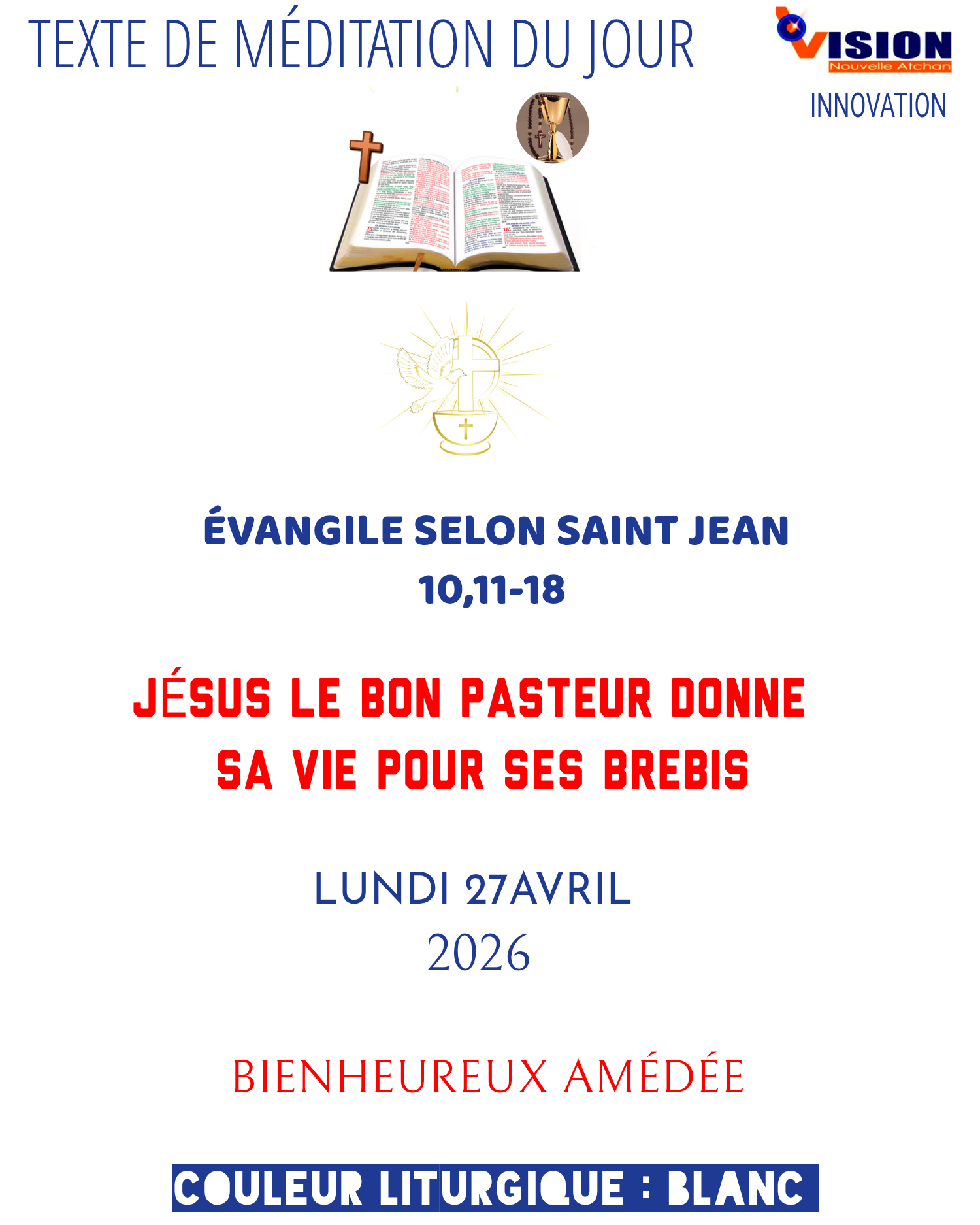MÉDITATION DU LUNDI 27 AVRIL 2026