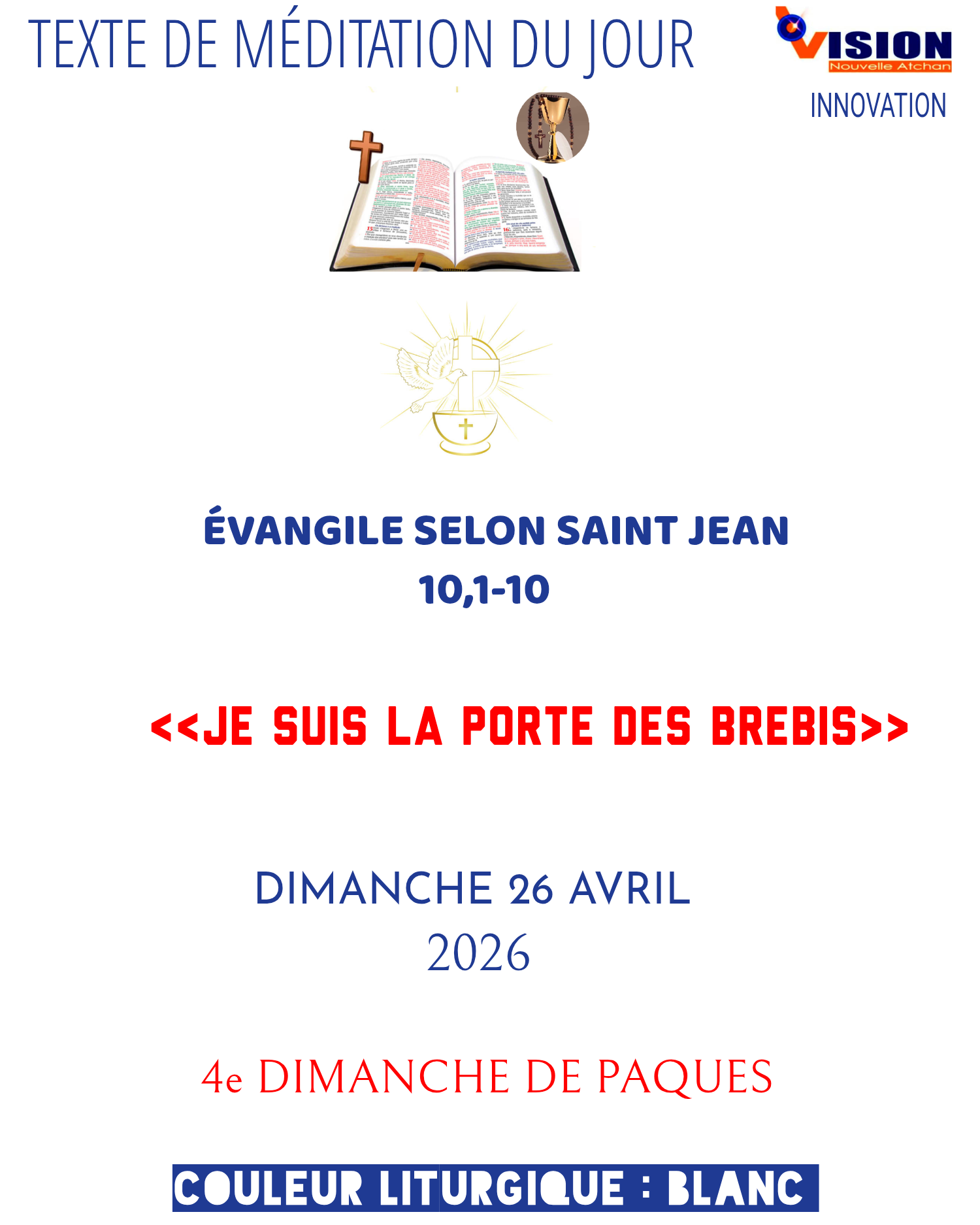 MÉDITATION DU DIMANCHE 26 AVRIL 2026