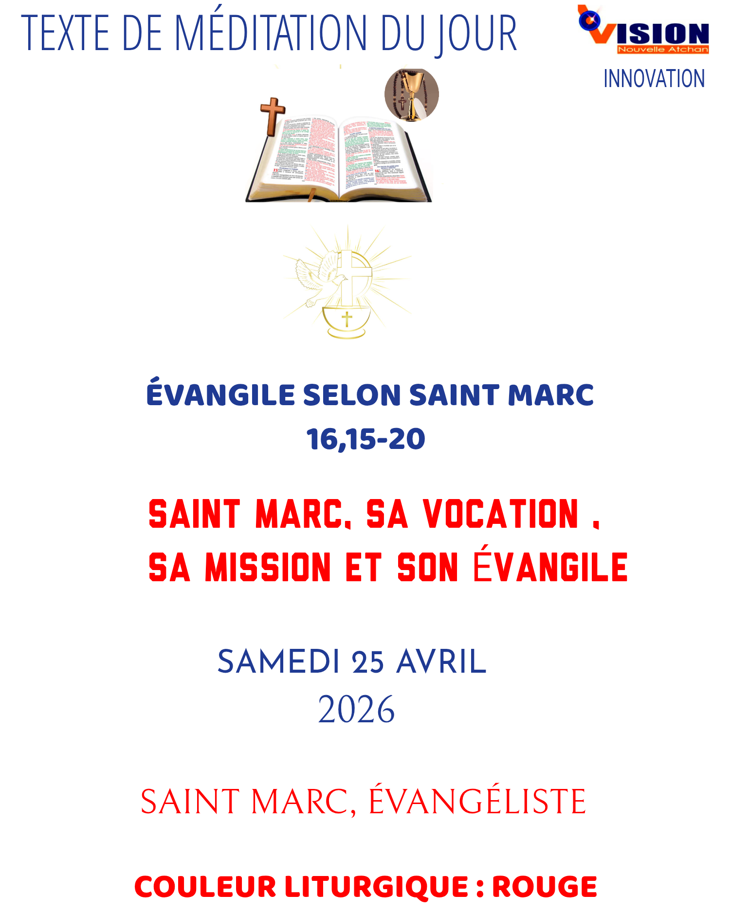 MÉDITATION DU SAMEDI 25 AVRIL 2026