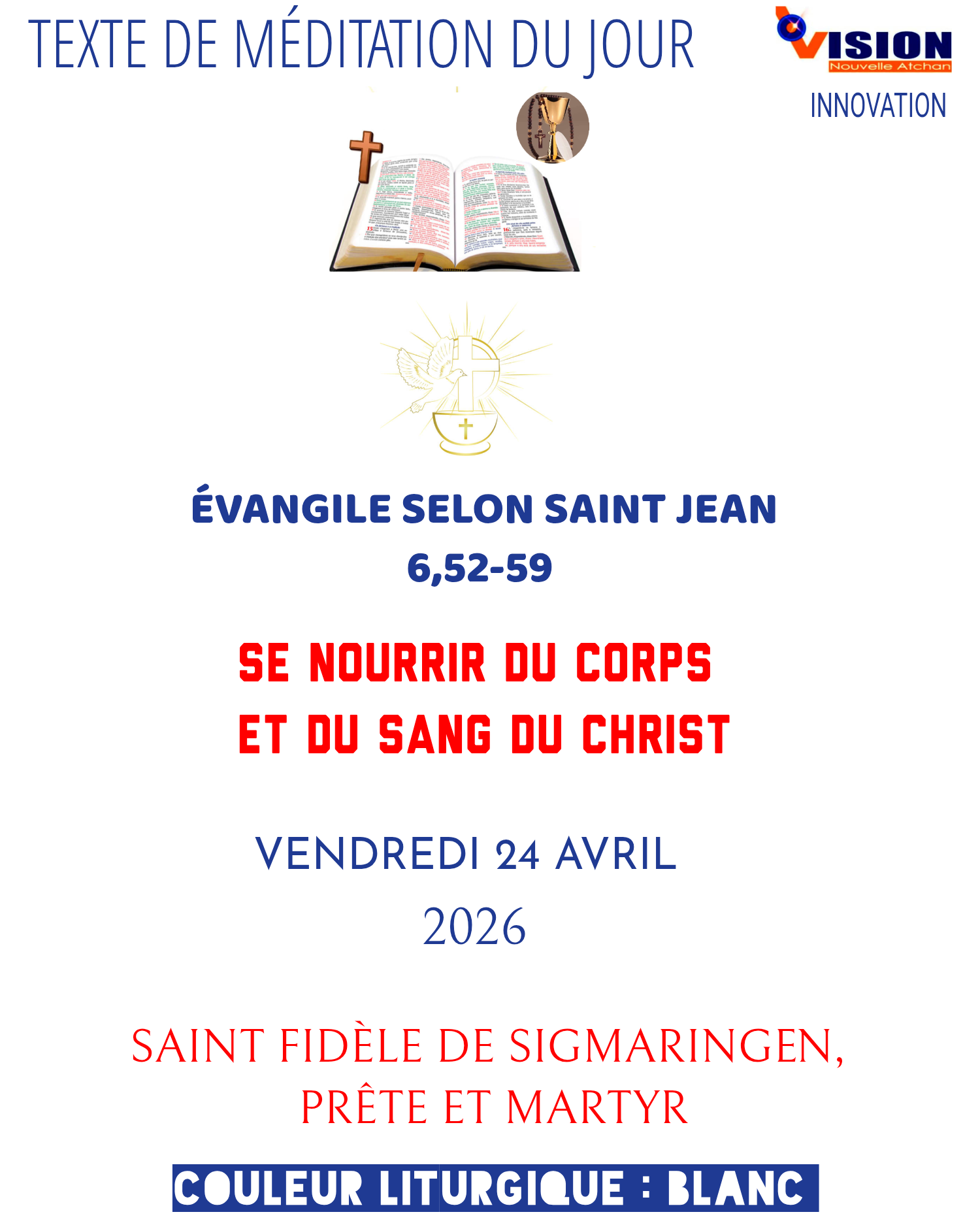 MÉDITATION DU VENDREDI 24 AVRIL 2026