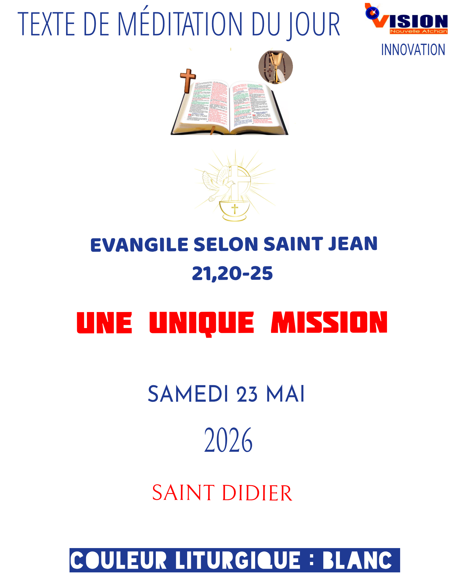 MÉDITATION DU SAMEDI 23 MAI 2026