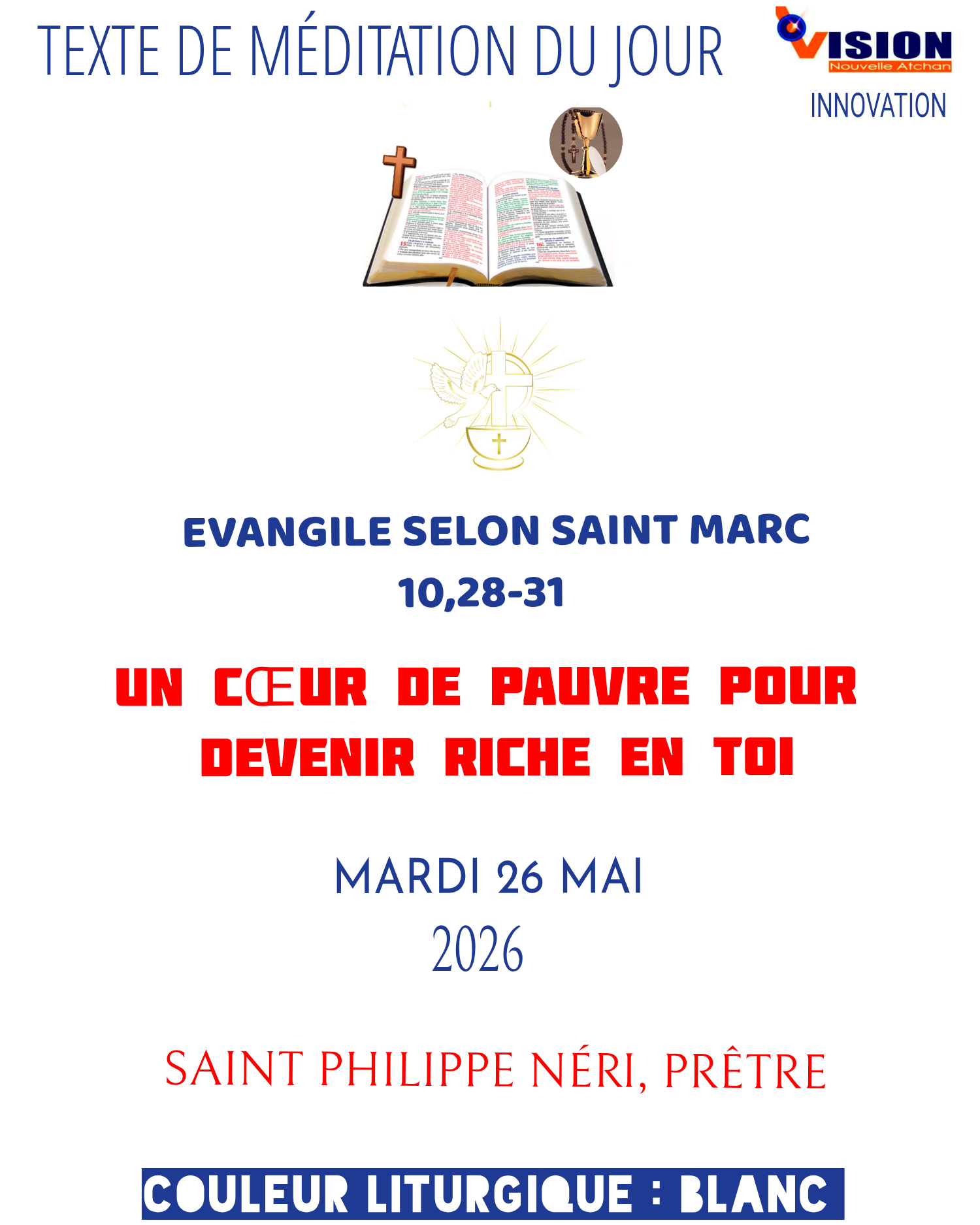 MÉDITATION DU MARDI 26 MAI 2026