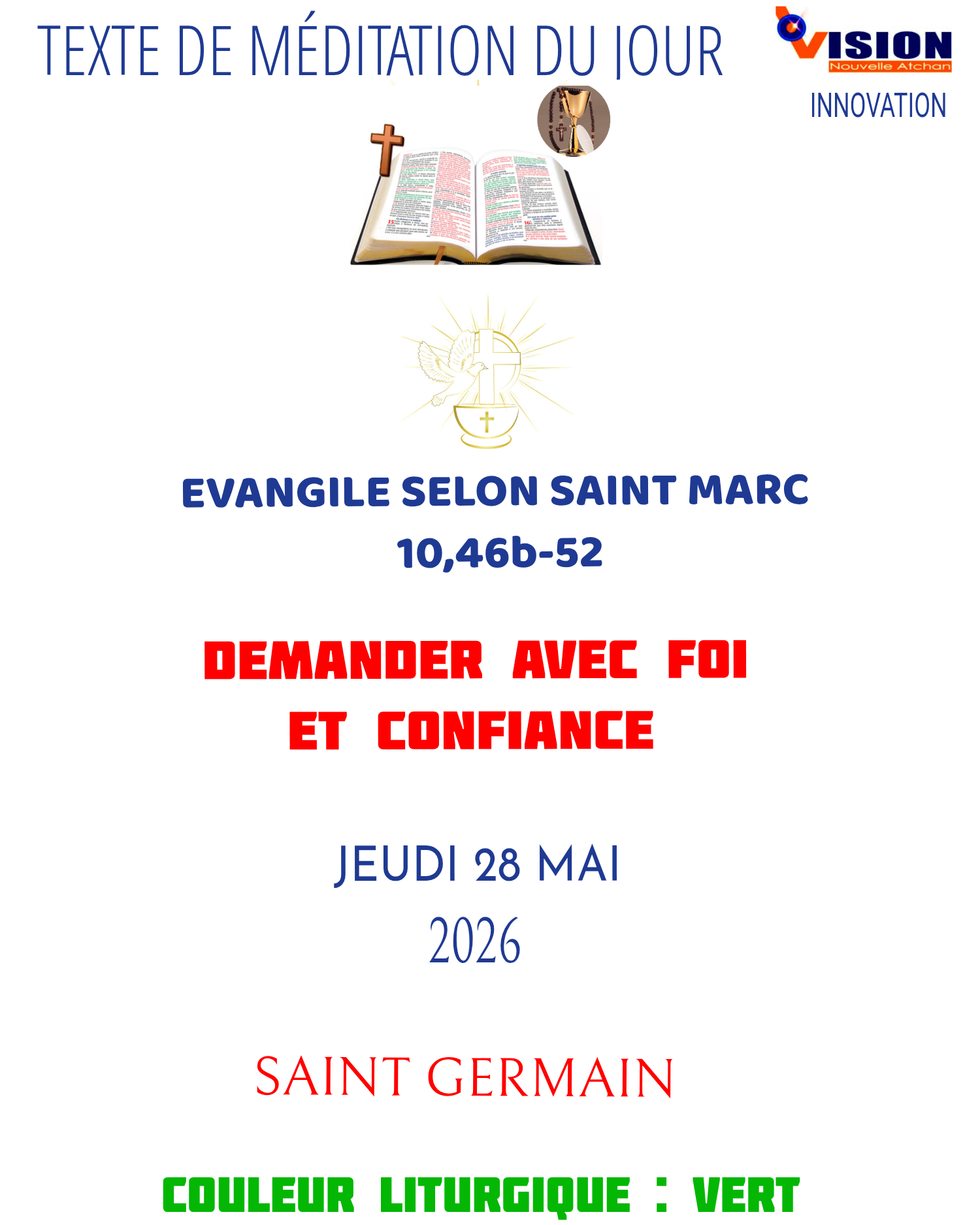 MÉDITATION DU JEUDI 28 MAI 2026