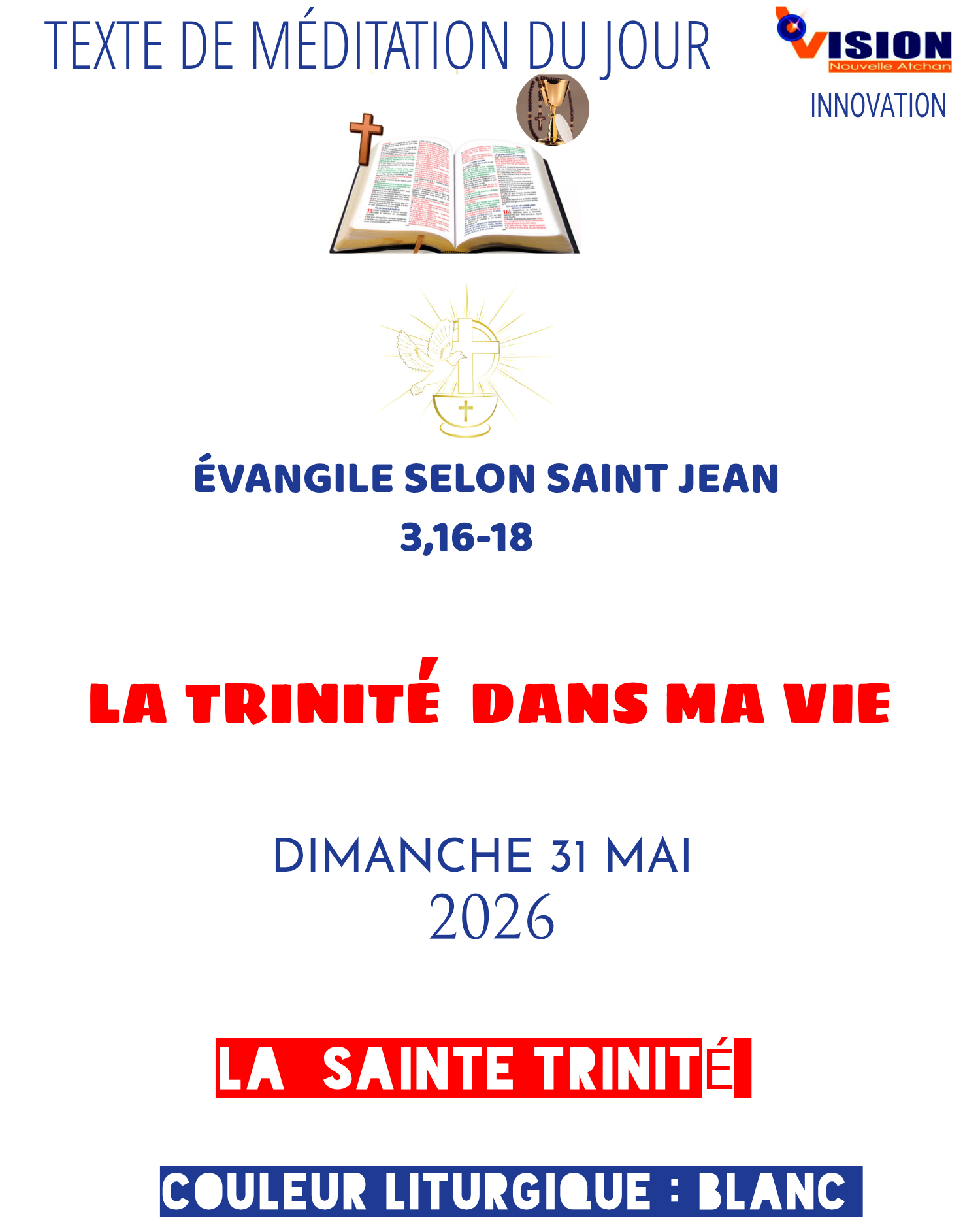 MÉDITATION DU DIMANCHE 31 MAI 2026