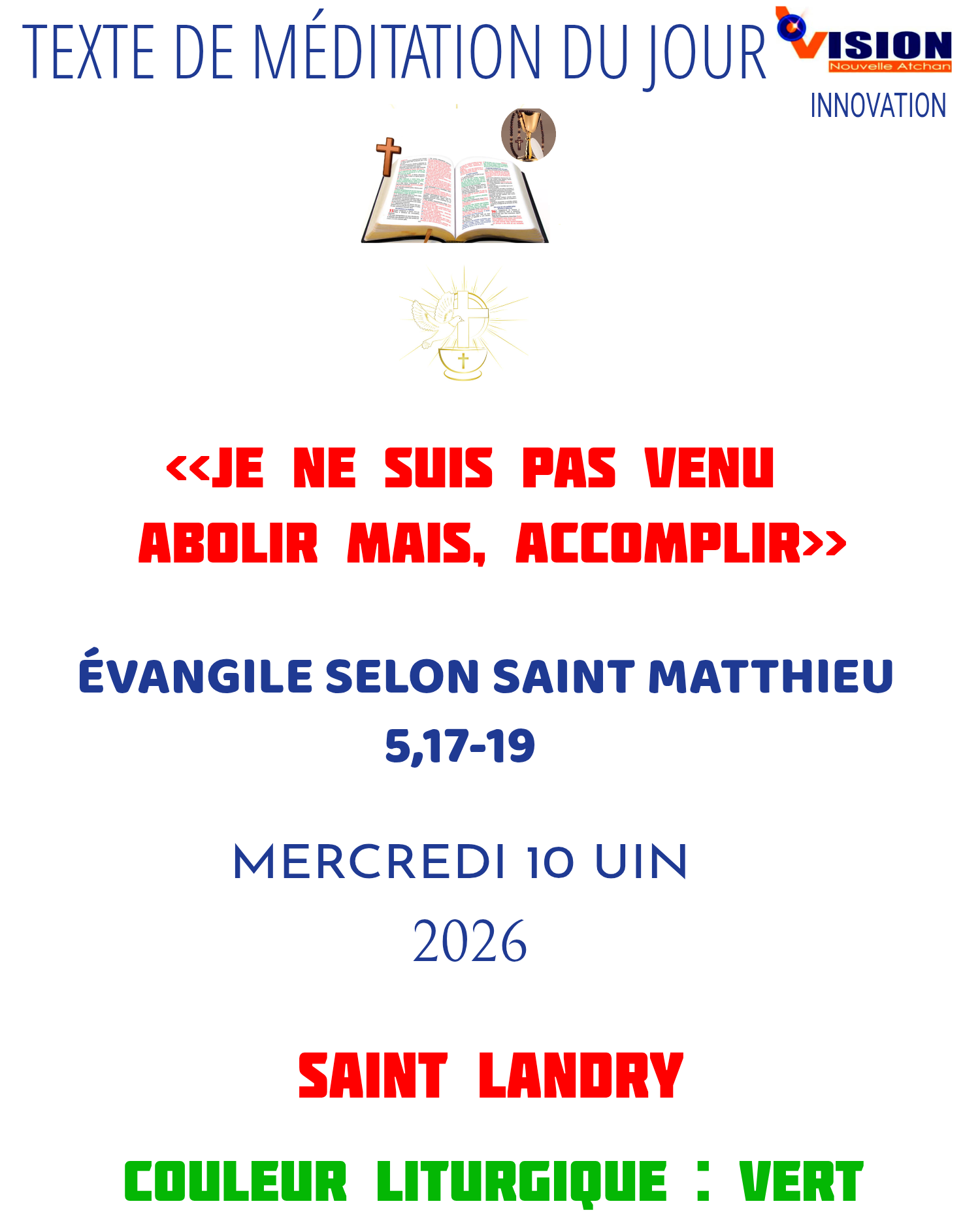 MÉDITATION DU MERCREDI 10 JUIN 2026