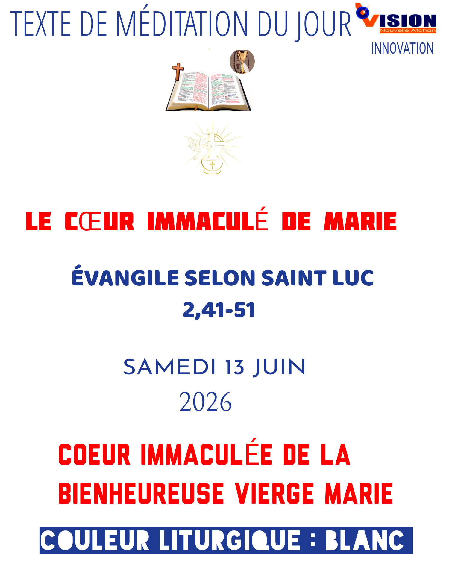 MÉDITATION DU SAMEDI13 JUIN 2026