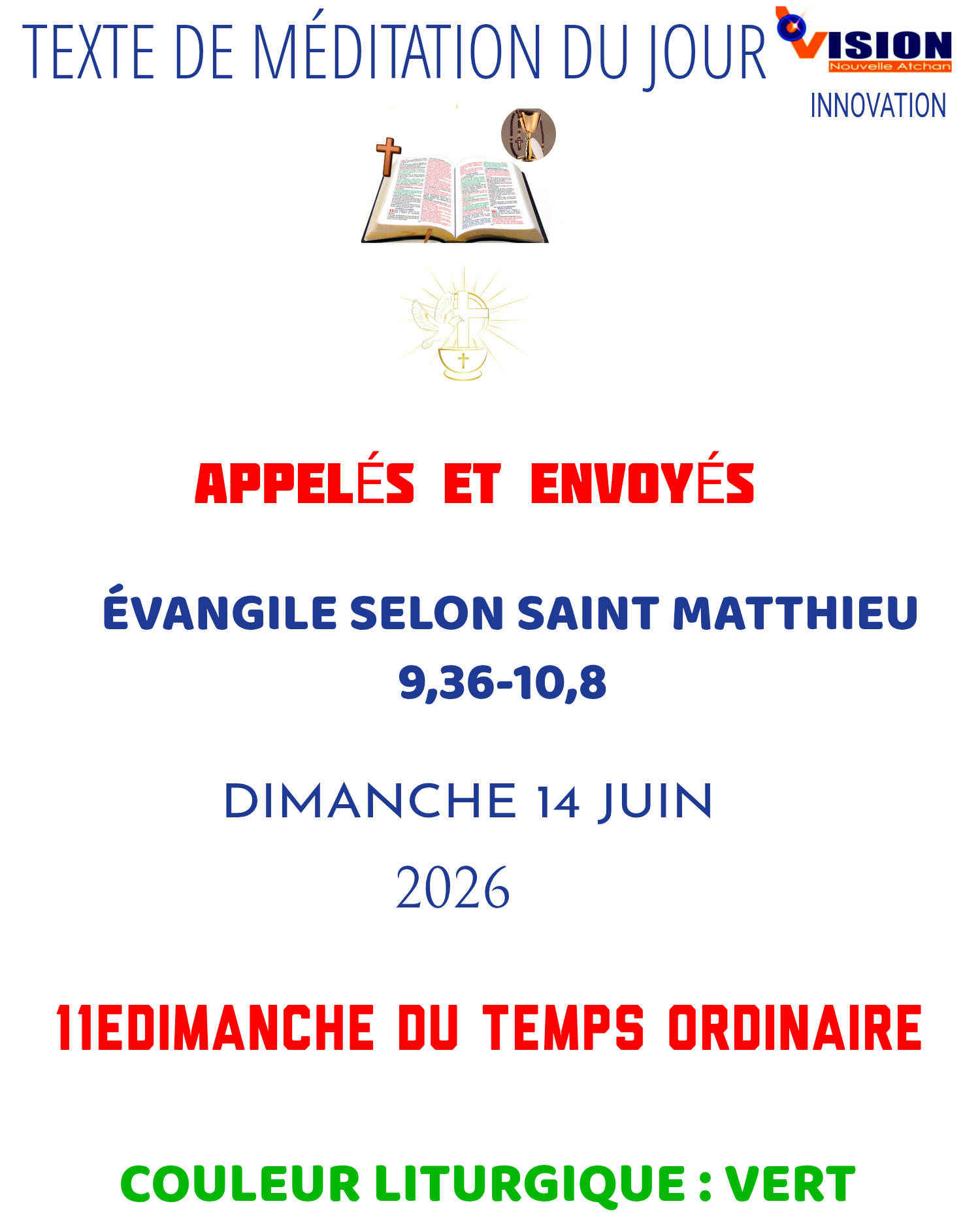 MÉDITATION DU DIMANCHE 14 JUIN 2026