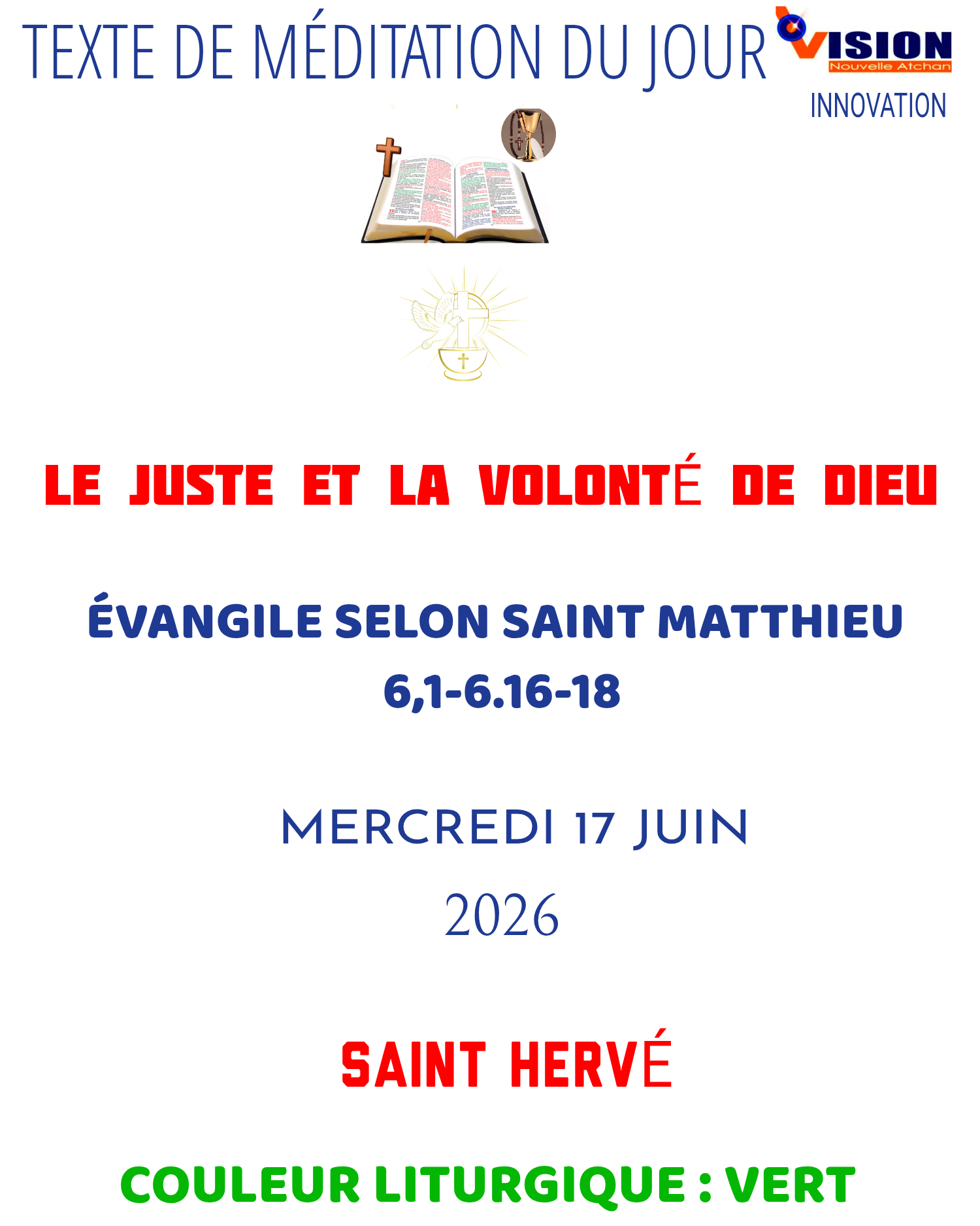 MÉDITATION DU MERCREDI 17JUIN 2026